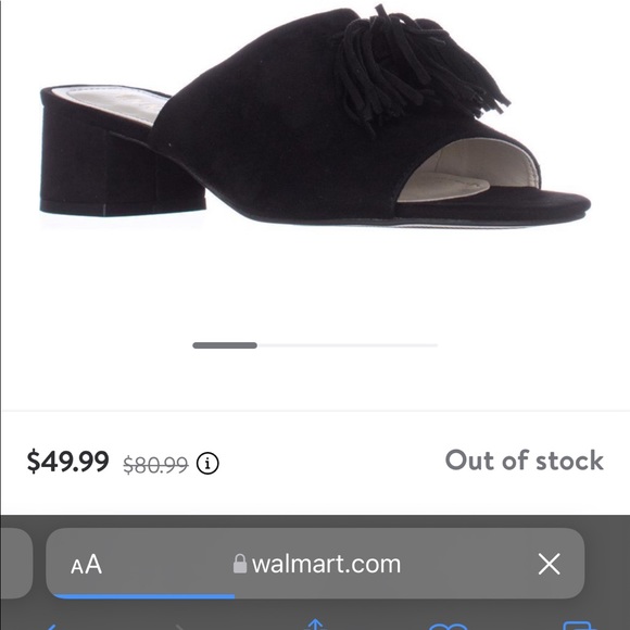 Anne Klein Salome Black Tassel Open-Toe Mules - Picture 5 of 5